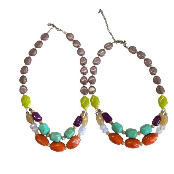 Premier Designs Spring Break Necklace Layered Set Color Beaded Strands - Picture 3 of 4